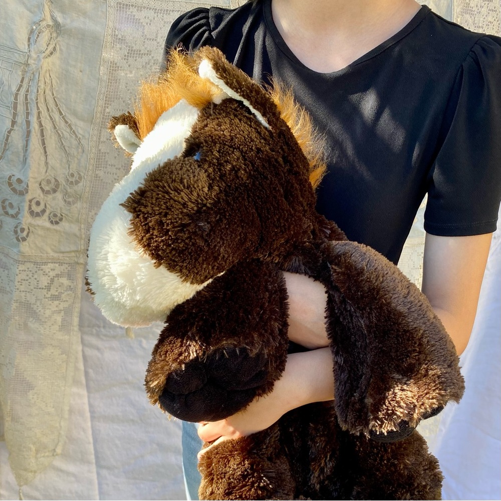 Kellytoy Horse Plush Brown White Black Weighted Made in Korea Large